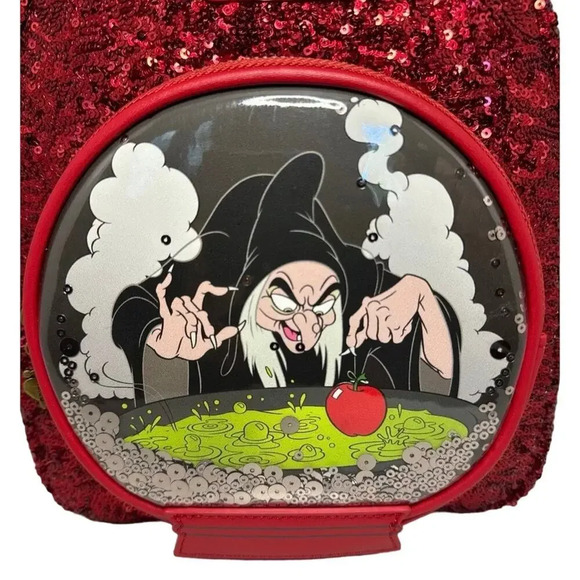 Loungefly Disney Snow White Evil Queen Snow Globe Sequin Mini Backpack Rare NWT - Picture 7 of 9
